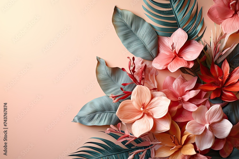 Aufkleber A vibrant array of colorful flowers adorns the wall, creating a beautiful and eye-catching display