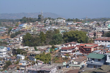 Fototapeta na wymiar A beautiful Sunny Panoramic view of Shillong city. Capital city of Meghalaya, India.