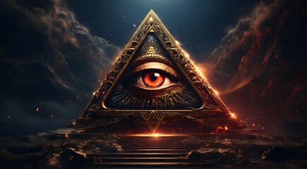 the Illuminati eye in the triangle - obrazy, fototapety, plakaty