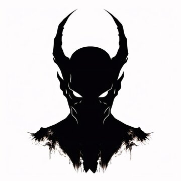 recommend clip art: Black silhouette, tattoo of a dark monster, demon on white background. Vector.