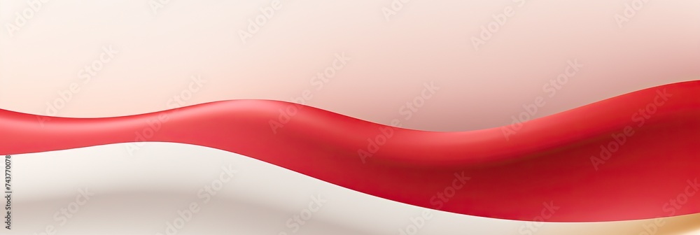 Poster a vibrant red wavy banner background with a luxurious gold border, creating a striking and elegant v