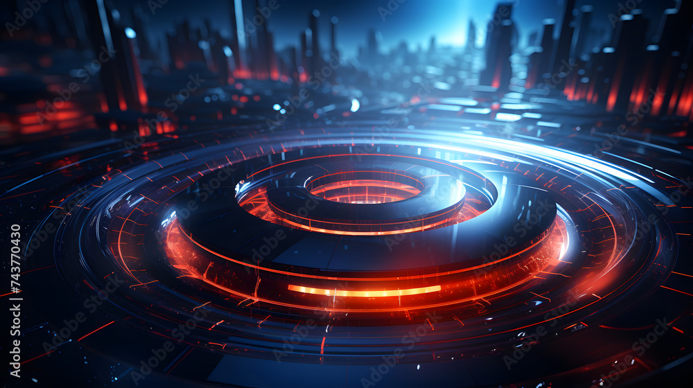 Poster motion concept image with futuristic computer based background
