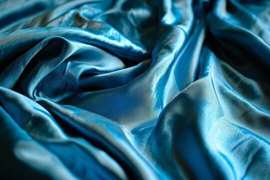 Tela de terciopelo azul satinado con pliegues elegantes