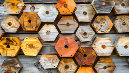 Honeycomb texture close-up, emphasizing the intricate patterns and natural engineering of beehives - obrazy, fototapety, plakaty