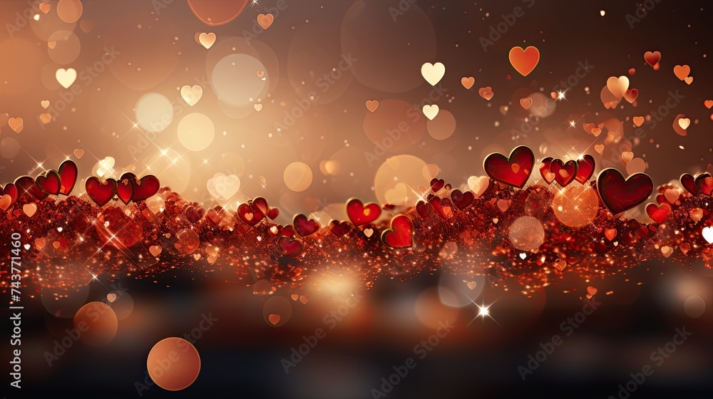 Poster a vibrant burst of red hearts floating weightlessly in the air, creating a mesmerizing and enchantin