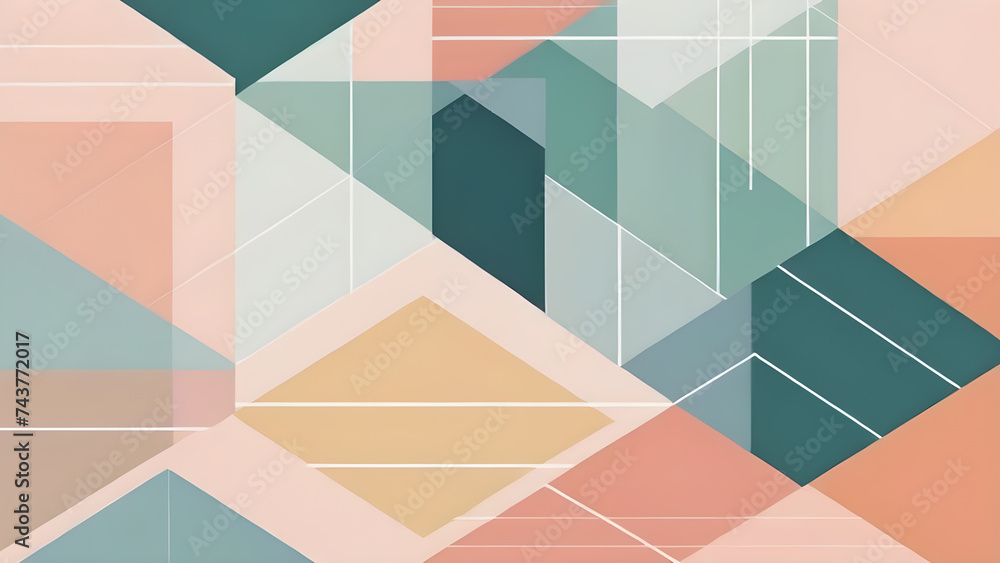 Aufkleber geometric-composition-featuring-translucent-overlays-intersecting-linear-patterns-minimalist-white