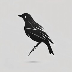 Black silhouette, tattoo of a bird on white isolated background. Vector.