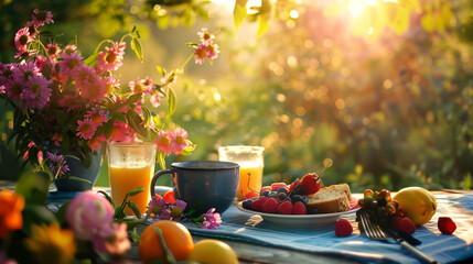 Morning breakfast on a sunny day with good health.