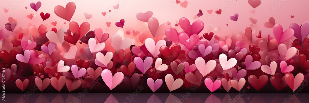 Aufkleber a mesmerizing sight of numerous hearts floating gracefully in the air, creating a dreamy and whimsic