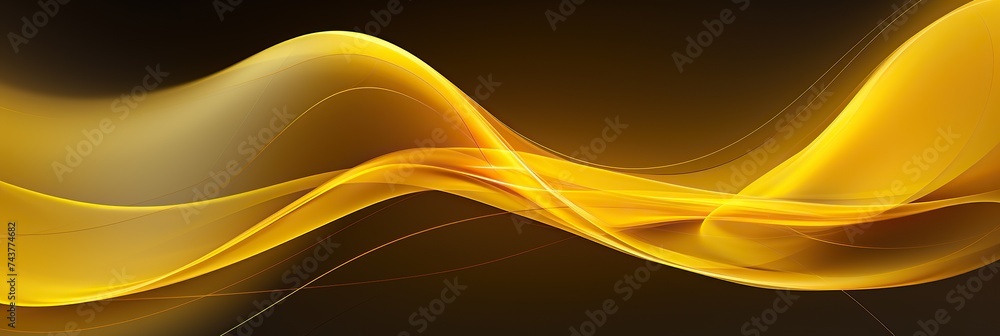 Leinwandbilder a vibrant yellow wave swirls elegantly against a deep black backdrop, creating a mesmerizing contras