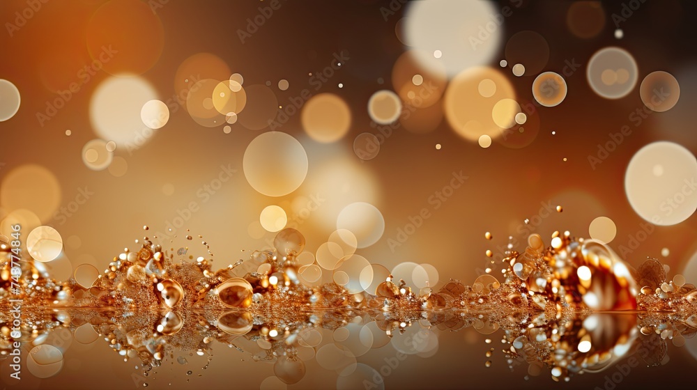 Poster A mesmerizing close-up view of a shiny surface with a blurred background, capturing intricate patterns, reflections, and light play