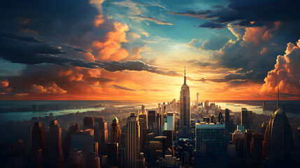 Fototapeta na wymiar new york city in the evening