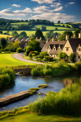 Fototapeta na wymiar Enthralling Scenic Vista of the English Countryside - The Harmony of Nature and Village Life