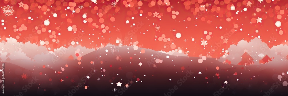 Poster A festive red and white background adorned with delicate snowflakes, creating a serene and wintery scene