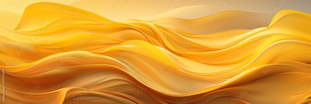 Leinwandbilder vibrant yellow waves swirl and flow gracefully on a serene white canvas, creating a mesmerizing disp