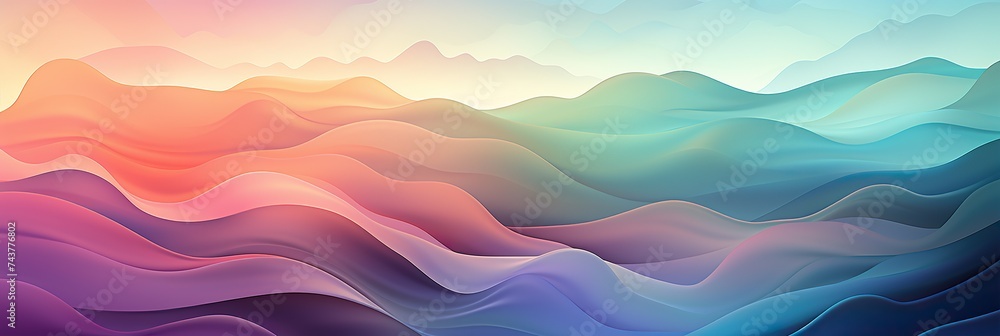 Aufkleber a vibrant abstract background featuring towering mountains and fluffy clouds beneath a colorful sky