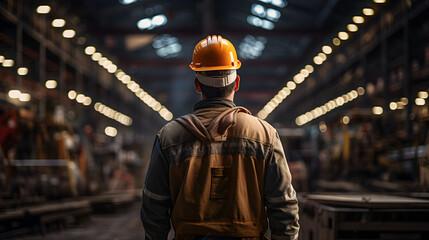 a worker in a hardhat wearing a hardhat in an industrial warehouse