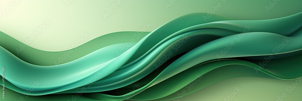 Leinwandbilder A mesmerizing green abstract background featuring fluid wavy lines undulating through the composition, creating a dynamic and hypnotic visual experience