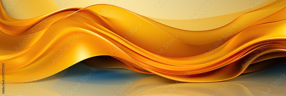 Aufkleber a vibrant yellow wavy pattern flows across a serene white backdrop, creating a harmonious blend of c