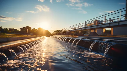 Foto op Plexiglas photo of an industrial waterway showing water at sunset © Oleksandr