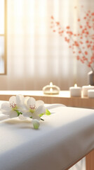 Obraz na płótnie Canvas Orchids Adorning a Spa Massage Table