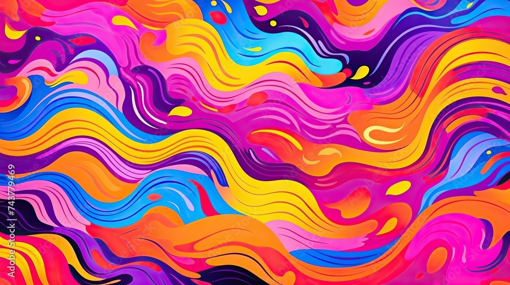 Aufkleber A lively abstract background featuring vivid colors and dynamic wavy lines creating a sense of movement and energy