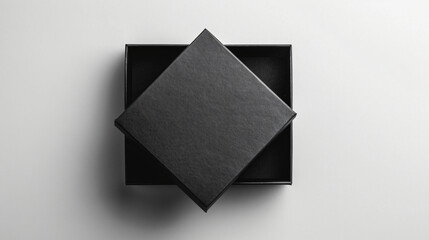 Open black box on a white background.