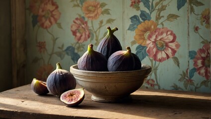 Ripe sweet figs. Healthy Mediterranean fig fruit.