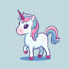 cute unicorn cartoon vector icon illustration