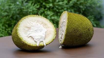 Sliced Baby Jackfruit (Polos) on Outdoor Table: Fresh Sri Lankan Delicacy