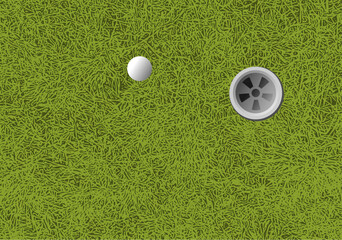 Vektor Rasen Golfplatz - Golfloch und Golfball - Grüne Rasenfläche - Sport Wettkampf