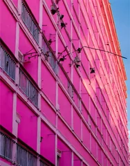 Raamstickers pink multi-storey building © subhan