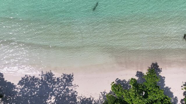 Aerial view of wave water on the beach	