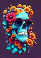 Mexican style Floral Skull