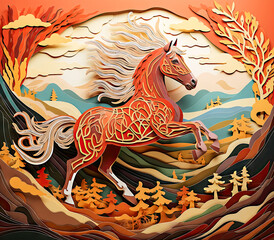 3D Horse Art for Wallpaper, Home Decor, Wall Art