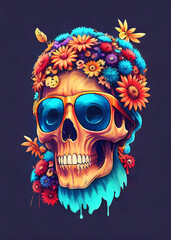 Mexican style Floral Skull