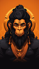Vector iconic logo of lord Hanuman