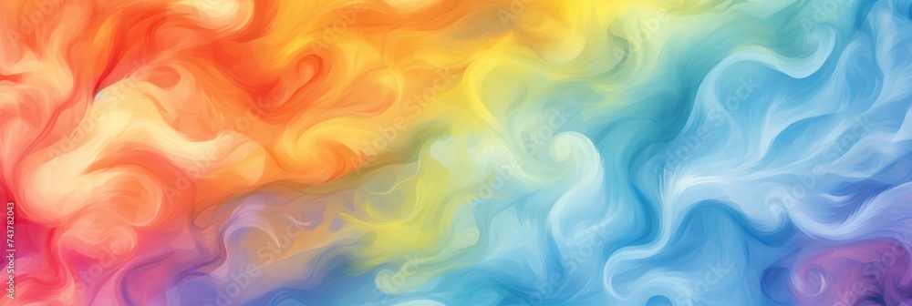 Aufkleber a vibrant rainbow colored background with billowing clouds of colorful smoke creating a dreamy and s