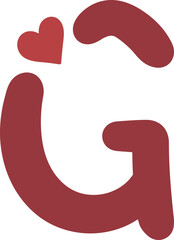 cute heart letter g