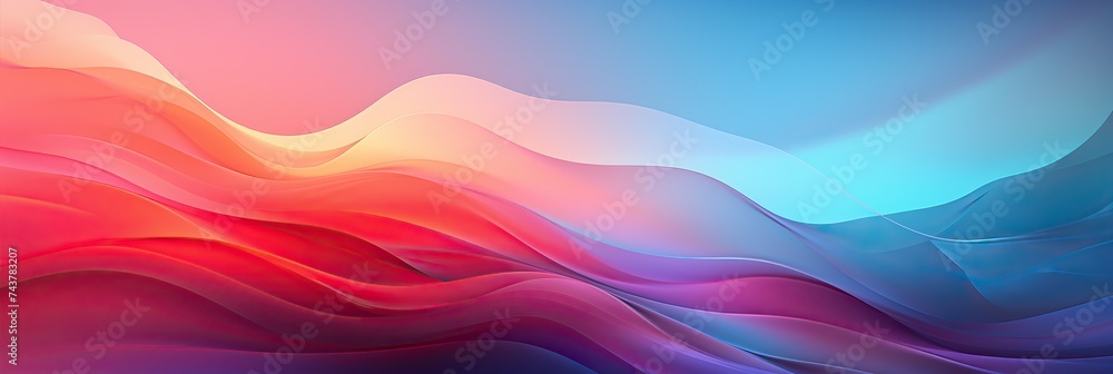 Fototapete A mesmerizing abstract background featuring a variety of vivid colors blending together in flowing wavy lines, creating a harmonious and dynamic pattern