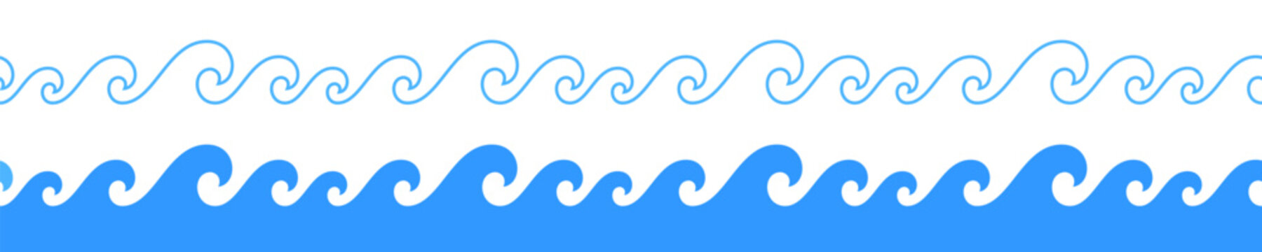 Sea wave line. Vector ocean wave shape pattern. Water line background. Seamless marine decoration pattern background