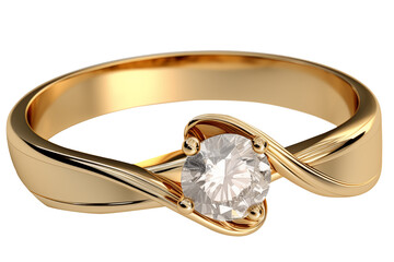 golden Wedding ring PNG with diamond jwelery isolated on a white and transparent background - 