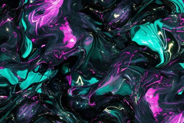 Abstract Liquid Art with Swirling Teal and Purple Hues, Dynamic Background Texture for Creative Design