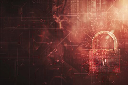Secure Padlock on Digital Screen. Generative AI