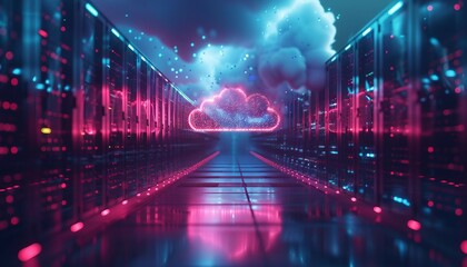 Seamless Data Migration to the Cloud, seamless data migration to the cloud with an image showing data being transferred from on-premises servers to cloud storage, AI - obrazy, fototapety, plakaty