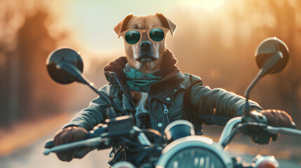 A Dog Wearing Sunglasses Is Sitting On A Motorcyc