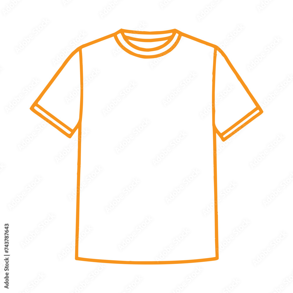 Wall mural Hand Drawn Orange T Shirt Line Icon