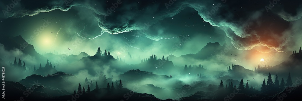 Aufkleber a mesmerizing painting depicting a night sky awash with twinkling stars and billowing clouds, creati