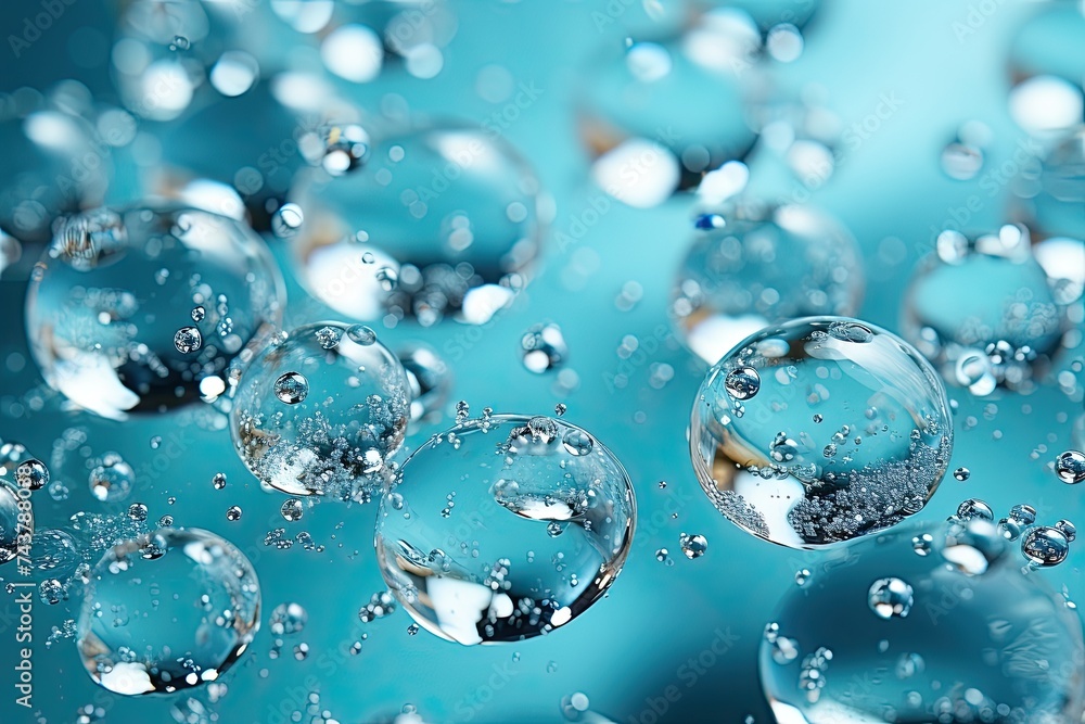Poster a mesmerizing scene unfolds as a group of iridescent bubbles gracefully float on the surface of a vi
