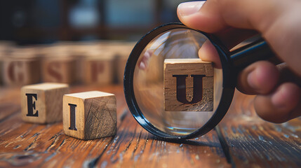 Search Fact or Fake concept, Hand flip wood cube change the word on lantop, magnifier. April fools day  - obrazy, fototapety, plakaty
